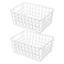 Brightalk 11 Upright Freezer Storage Baskets White Wire Storage Bins Small Bakset for Freezer Pantry Bathroom Organizing Set of 2