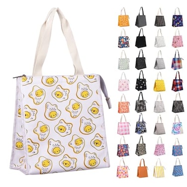 iknoe Insulated Lunch Bag for Women Adults 9L Foldable WideOpen Cooler Bag with Pockets Leakproof Portable for Picnic Office BeachOmelette