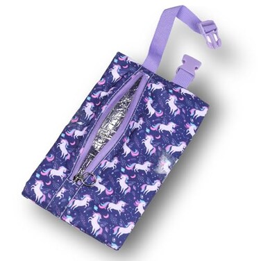 Maplerich Insulated Snack Bag Freezable Small Cooler Bag with Zipper and Adjustable Buckle Rectangular Thermal Cooler Bag Purple