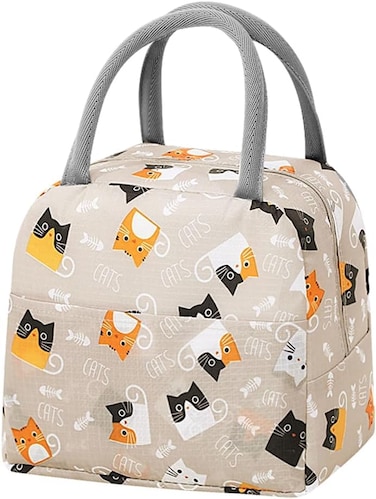 TIECHI Cute Lunch Bag for Women Insulated Lunch Bag for Men Leakproof Thermal Lunch Box Cool Bag for Work Picnic Outdoor Light Coffee