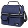 opux Insulated Lunch Bag Women Men Dual Compartment Leakproof Lunch Box Adults Kids Double Decker Meal Prep Bento Lunch Cooler Tote with Shoulder Strap for Work Office School Travel Navy Blue