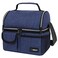 opux Insulated Lunch Bag Women Men Dual Compartment Leakproof Lunch Box Adults Kids Double Decker Meal Prep Bento Lunch Cooler Tote with Shoulder Strap for Work Office School Travel Navy Blue