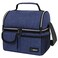 opux Insulated Lunch Bag Women Men Dual Compartment Leakproof Lunch Box Adults Kids Double Decker Meal Prep Bento Lunch Cooler Tote with Shoulder Strap for Work Office School Travel Navy Blue