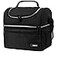opux Insulated Lunch Bag for Men Women Double Decker Leakproof Lunch Box Cooler Tote with Shoulder Strap Large Lunchbox for Work School Travel Meal Prep Adults Kids Boys Girls Black 16 Cans