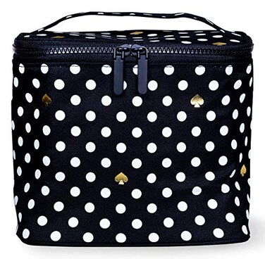 kate spade new york Insulated Soft Cooler Lunch Tote with Double Zipper Close and Carrying Handle Polka Dots BlackWhite