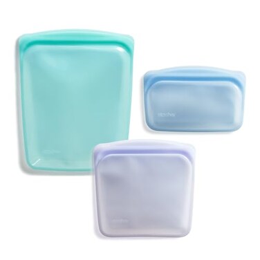 Stasher Silicone Reusable Storage Bags 3Pack Reusable Freezer Bags Microwave Dishwasher Oven Safe Sous Vide Premium Lunch Containers Eco Friendly Food Storage Bags Snack Bags Multicolor