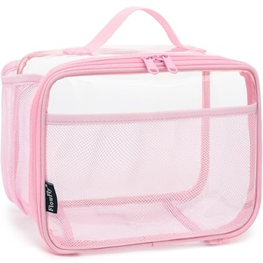 FlowFly Kids Lunch box Insulated Soft Bag Mini Cooler Back to School Thermal Meal Tote Kit for Girls BoysClearPink