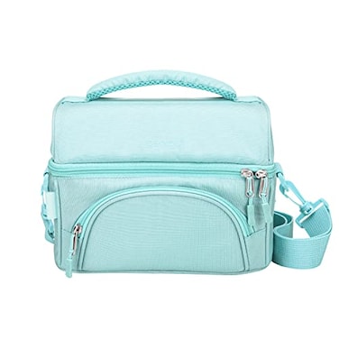 Bentgo Deluxe Lunch Bag Durable and Insulated Lunch Tote with Zippered Outer Pocket Internal Mesh Pocket Padded Adjustable Straps 2Way Zippers Fits Most Lunch Boxes Coastal Aqua