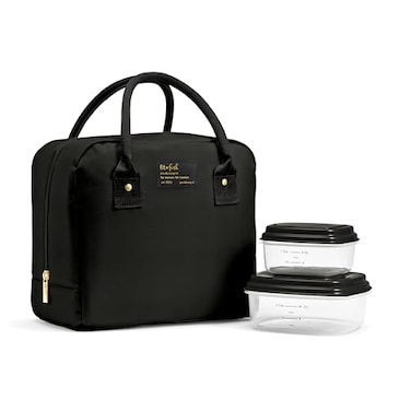Fit & Fit Fresh Bloomington Lunch Bag for Women Insulated Large Lunch Box for Work with Containers LeakResistant StainResistant Zipper Closure Black