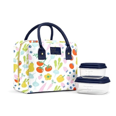 Fit &amp; Fit Fresh Bloomington Lunch Bag for Women Insulated Large Lunch Box for Work with Containers LeakResistant StainResistant Zipper Closure Fruit Print