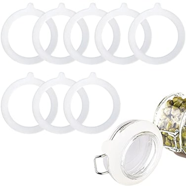 yuntop 8 Pieces Silicone Jar Replacement Gasket 375 Inch Sealing Rings for Glass Clip Top Jars LeakProof Canning Silicone Fitting SealsWhite