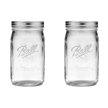 Ball Quart 32oz Jar with Silver Lid Wide Mouth Set of 2