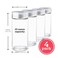 All About Glass Water Bottles 4 Pack Wide Mouth Juice Bottles with Clear Lids for Juicing Smoothies Fruit Water Teas Beverage Storage 10oz Leakproof Reusable Borosilicate