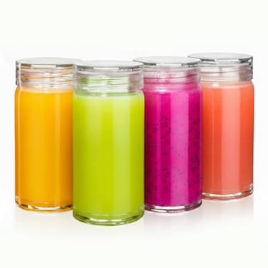 All About Glass Water Bottles 4 Pack Wide Mouth Juice Bottles with Clear Lids for Juicing Smoothies Fruit Water Teas Beverage Storage 10oz Leakproof Reusable Borosilicate