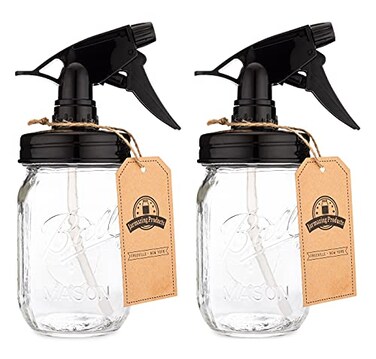 Jarmazing Products Mason Jar Sprayer Black With 16 Ounce Ball Mason Jar 2 Pack