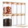 COCOYA 12 Oz Glass Jars with Bamboo Lid Set UPGRADE Clear Thickened Glass Containers for Spice Tea Herb Small Tiny Jars Food Storage Containers for Coffee Bean Seasoning sugar Kitchen Pantry 8Pack