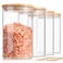 COCOYA 32 FL Oz Glass Jars with Bamboo Lid Set 4Pack UPGRADE Thick Glass Pantry Storage Canisters Kitchen Clear Food Containers for Dry Foods Nut Meal Prep Coffee Bean Candy Sugar Cookie Cereal
