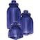 Cypress Home Navy Blue Glass Canister Set of 3 Jars Cereal Grain and Food Containers Decorative Home Storage Dcor for Kitchen and Pantry