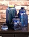 Cypress Home Navy Blue Glass Canister Set of 3 Jars Cereal Grain and Food Containers Decorative Home Storage Dcor for Kitchen and Pantry