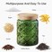 Jueison Glass Jar with Lid Vintage Glass Storage Jars with Airtight Lid Coffee Canister Sugar Container for Kitchen Counter Pantry Flour Candy Tea Coffee Beans Oats Begonia Green2