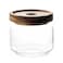 MOLADRI 300ML10Oz Clear Cute Glass Storage Canister Holder with Stackable Airtight Wood Lid Modern Decorative Small Container Jar for Coffee Spice Candy Salt Cookie Condiment Pepper Sugar