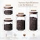 MOLADRI 300ML10Oz Clear Cute Glass Storage Canister Holder with Stackable Airtight Wood Lid Modern Decorative Small Container Jar for Coffee Spice Candy Salt Cookie Condiment Pepper Sugar