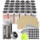 SWOMMOLY 30 Glass Spice Jars 4ozSquare Spice Bottles with 703 Spice Labels Empty Spice Containers with Poursift Shaker Lid Airtight Cap Chalk Marker and Funnel Complete Set