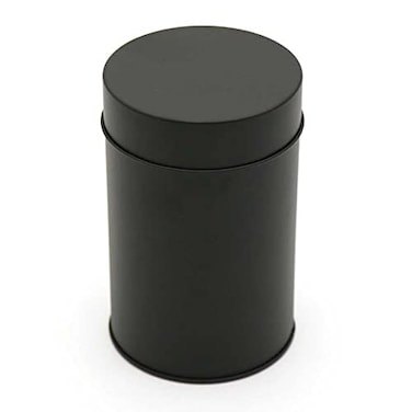Teensery 1 Pack Tea Tin Canister Black Metal Loose Tea Jar Small Tea Storage Can Box Round Kitchen Canister with Airtight Double Lids for Tea Coffee Sugar Spice Candy