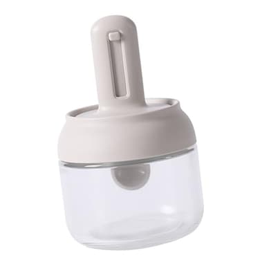 Yosoo Seasoning Jar with Retractable Spoon for Kitchen Counter Keeping Sugar Salts Sauce Glass Transparent Condiment Storage Container Box Glass Food Storage Salt Sugar Containers Jars