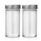 Tianifa 2 Pcs Glass Spice JarsBottles 3oz Empty Round Spice Containers with Airtight Metal Caps with Shaker Lids 2 clear
