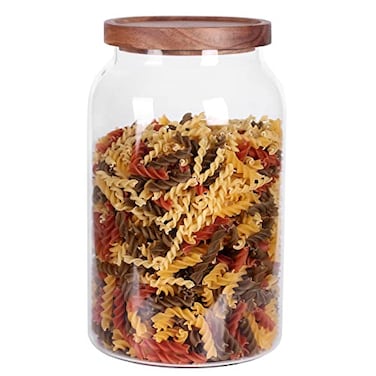 LEAVES AND TREES Y 1 Gallon Glass Jar with Airtight Lid and AntiSkid Bottom for Dry Food Storage