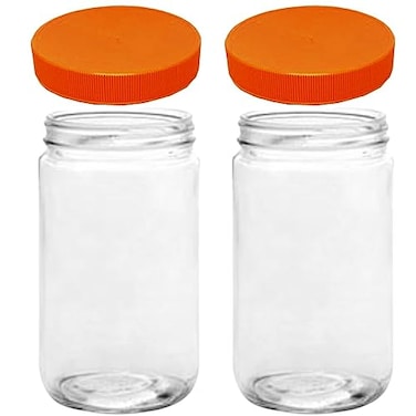 JARMING COLLECTIONS Mason Jars 32 Oz Extra Wide Mouth Glass Jars with Lids Storage Glass Jars 32 oz with Lids Quart Container with Lids Made in the USA Set of 2