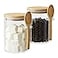 OneDream Glass Sugar Container with Spoon 2 Pack 15oz Glass Jars with Bamboo Lid and Spoon Bamboo Lid Storage Jar Canister for Coffee Beans Spice Brown Sugar Tea Flour Nuts Candy Salts and More