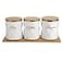 JUXYES Set of 3 Ceramic Canisters Set for Sugar Coffee Tea Luxurious Storage Containers Set with Lids Decorative Storage Pots White Ceramic Storage Jar for Kitchen Counter Dining Room