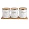 JUXYES Set of 3 Ceramic Canisters Set for Sugar Coffee Tea Luxurious Storage Containers Set with Lids Decorative Storage Pots White Ceramic Storage Jar for Kitchen Counter Dining Room