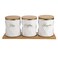 JUXYES Set of 3 Ceramic Canisters Set for Sugar Coffee Tea Luxurious Storage Containers Set with Lids Decorative Storage Pots White Ceramic Storage Jar for Kitchen Counter Dining Room