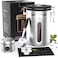 Miscedence Coffee canister for ground coffee with Transparent WindowDate TrackerCO2 Valve 304 Stainless Steel Kitchen Food Airtight storage container for Coffee Beans or Grounds Tea SugarSilver 22OZ