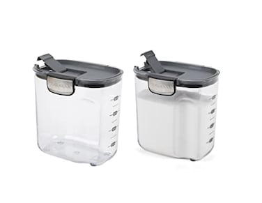 Progressive International ProKeeper Clear Plastic Airtight Food Bakers Kitchen Storage Organization Container Canister Set with Magnetic Accessories 2 Piece Set Sugar 25Quart