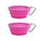 Prima Pets Prima Pet Collapsible Silicone Water Travel Bowl with Clip for Dog and Cat Portable and Durable Popup Feeder for Convenient Onthego Feeding Size Small 15 Cups Pink 2 Pack