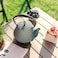 MILVBUSISS Cast Iron Teapot 32oz Japanese Sakura Blossom Pattern Tea Kettle Stovetop Safe Infuser for Loose Leaf Coffee Silicone Handle Enamel Interior 950ml Blue