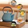 MILVBUSISS Cast Iron Teapot 32oz Japanese Sakura Blossom Pattern Tea Kettle Stovetop Safe Infuser for Loose Leaf Coffee Silicone Handle Enamel Interior 950ml Blue