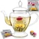 Teabloom Le Bouquet Glass Teapot with Two Gourmet Blooming Tea Flowers 34 Oz 1 L Capacity Up to 4 Cups of Tea