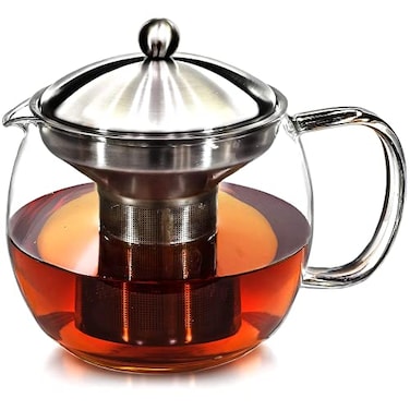 Willow &amp; Teapot with Infuser for Loose Tea 40oz 34 Cup Clear Glass Kettle Pot with Strainer Warmer For Whole Leaf Iced Maker Brewer