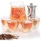 Mixpresso 5 Piece Glass Tea Pot Set Kettle with Removable Infuser Clear Glass Teapot 33oz With 4 Double Wall Cups 27oz Stovetop Safe Teapot For Loose Leaf Tea Perfct As Tea Gift Sets