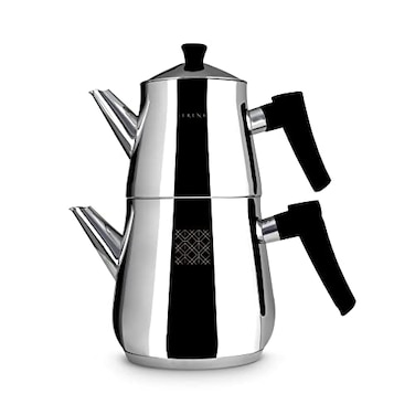 serenk Serenk Definition Stainless Steel Teapot Set 1L Teapot 2L Lower Pot DoubleStacked Design Induction Compatible Mirror Polished Finish Tea Kettle for Home