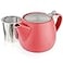 Tealyra Pluto Porcelain Small Teapot Red 182ounce 12 cups Matte Finish Stainless Steel Lid and ExtraFine Infuser To Brew Loose Leaf Tea 540ml