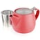 Tealyra Pluto Porcelain Small Teapot Red 182ounce 12 cups Matte Finish Stainless Steel Lid and ExtraFine Infuser To Brew Loose Leaf Tea 540ml