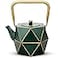 toptier Toptier Cast Iron Teapot Stovetop Safe Japanese Cast Iron Tea Kettle Diamond Design Tea Pot with Removable Infuser for Loose Tea 40 Ounce 1200 ml Dark Green