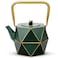 toptier Toptier Cast Iron Teapot Stovetop Safe Japanese Cast Iron Tea Kettle Diamond Design Tea Pot with Removable Infuser for Loose Tea 40 Ounce 1200 ml Dark Green