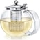 Teabloom AllinOne Glass Teapot and Tea Kettle Heatproof Borosilicate Glass Tea Maker with Removable Stainless Steel Loose Tea Infuser Classica Stovetop Tea Pot 40 oz 1200 ml